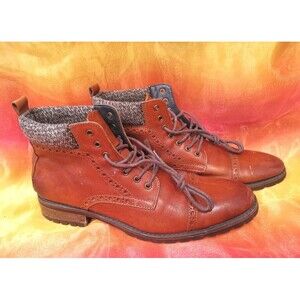 Men's La Milano Cognac Leather Lace Up Dressy Boots Size 12 Style Thomas